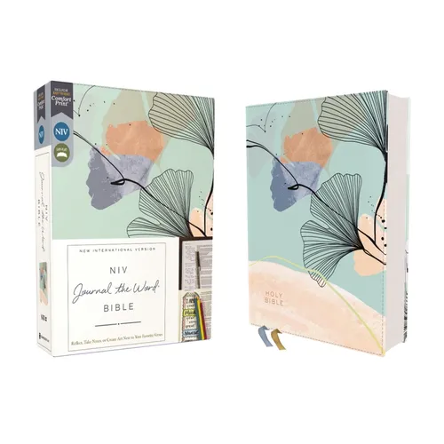 Niv, Journal the Word Bible (Perfect for Note-Taking), Leathersoft, Teal/Floral, Red Letter, Comfort Print: Reflect, Take Notes, or Create Art Next to - Leather