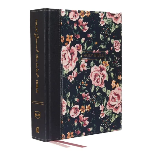 NKJV, Journal the Word Bible, Cloth Over Board, Gray Floral, Red Letter Edition, Comfort Print: Reflect, Journal, or Create Art Next to Your Favorite - Hardcover