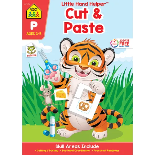 School Zone Cut & Paste Workbook with Stickers - Paperback
