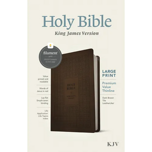 KJV Large Print Premium Value Thinline Bible, Filament Enabled (Leatherlike, Dark Brown Tile, Red Letter) - Imitation Leather