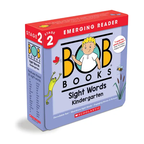 Bob Books - Sight Words Kindergarten Box Set of 10 Paperbacks Decodable Phonics Books, Ages 4 and Up, Kindergarten, Flashcards (Stage 2: Emerging Read - Paperback