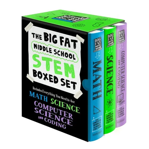 The Big Fat Middle School Stem 3-Book Boxed Set: Includes Everything You Need to Ace Math, Science, and Computer Science and Coding - Paperback