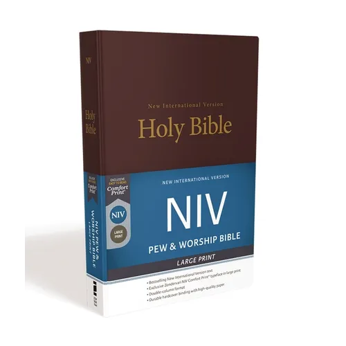 NIV, Pew and Worship Bible, Large Print, Hardcover, Burgundy - Hardcover