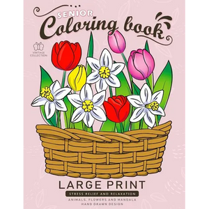 Senior Coloring book: Large Print Adults Coloring Book Flowers and Mandala Stress Relieving Unique Design - Paperback