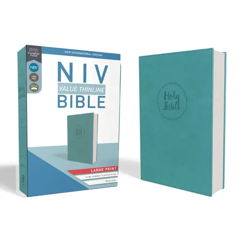 NIV, Value Thinline Bible, Large Print, Imitation Leather, Blue - Imitation Leather