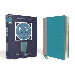 NIV Study Bible, Fully Revised Edition, Leathersoft, Teal/Gray, Red Letter, Comfort Print - Imitation Leather