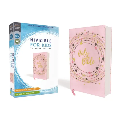 Niv, Bible for Kids, Flexcover, Pink/Gold, Red Letter, Comfort Print: Thinline Edition (Easy-To-Read, Easy-To-Carry) - Paperback