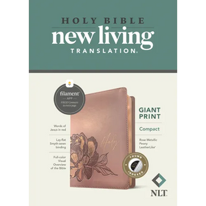 NLT Compact Giant Print Bible, Filament Enabled (Leatherlike, Rose Metallic Peony, Indexed, Red Letter) - Imitation Leather