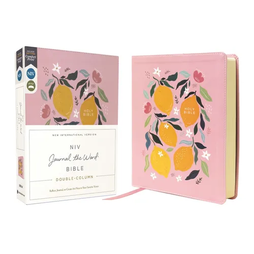 Niv, Journal the Word Bible (Perfect for Note-Taking), Double-Column, Leathersoft, Pink, Red Letter, Comfort Print: Reflect, Take Notes, or Create Art - Leather