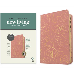 NLT Large Print Thinline Center-Column Reference Bible, Filament Enabled (Leatherlike, Pink Gold Floral, Indexed, Red Letter) - Imitation Leather