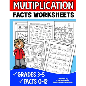 Multiplication Facts Worksheets: Grades 3-5 Digits 0-12 Math Worksheets - Paperback