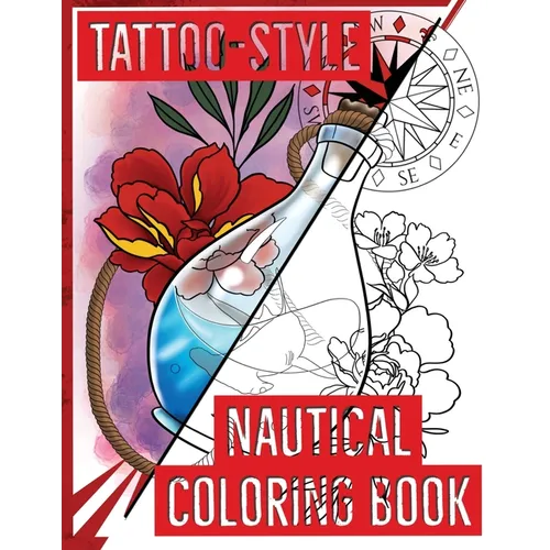 Tattoo-Style nautical coloring book - Paperback