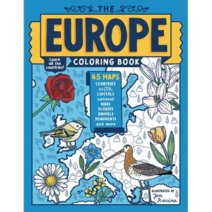The Europe Coloring Book: 45 Maps with Capitals and National Symbols - Paperback
