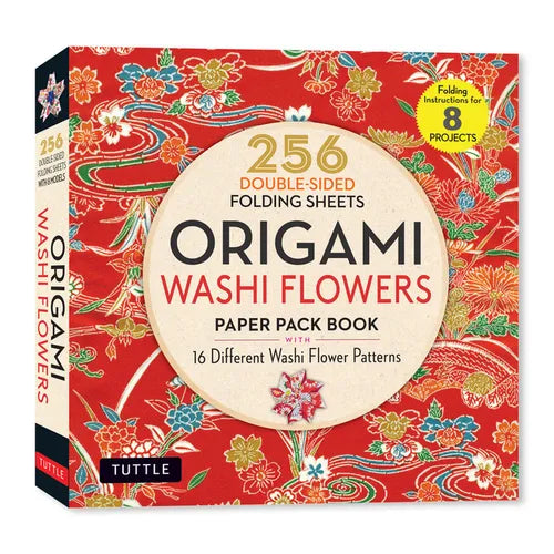 Origami Washi Flowers Paper Pack Book: 256 Double-Sided Folding Sheets (Includes Instructions for 8 Models) - Paperback