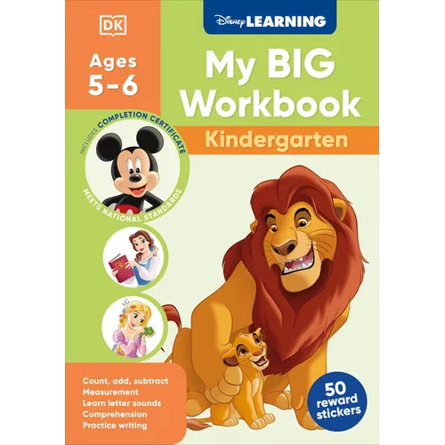 Disney Learning Big Workbook Kindergarten: Math & English Workbook for Kids Aged 5-6, Curriculum-Based - Paperback