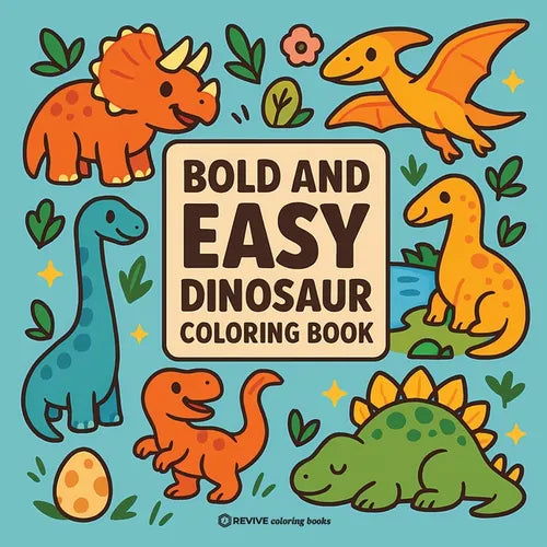 Bold & Easy Dinosaur Coloring Book: Fun & Relaxing Stress Relief Coloring - Paperback