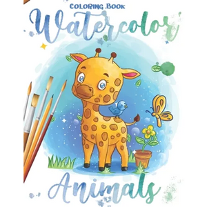Watercolor Animals Coloring Book: For Kid Coloring & Activity, 25 Groovy, Totally Chill Animal Designs on High-Quality, Unicorn, Cat, Dinosaurs, Giraf - Paperback