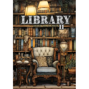 Library Coloring Book for Adults Vol. 2: Interior Coloring Book Room Design Coloring furniture Coloring Book books bookshelf coloring book A4 - Paperback