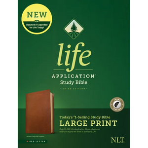 NLT Life Application Study Bible, Third Edition, Large Print (Red Letter, Genuine Leather, Brown, Indexed) - Leather