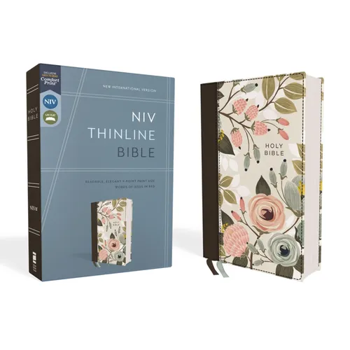 Niv, Thinline Bible, Cloth Over Board, Floral, Red Letter Edition, Comfort Print - Hardcover