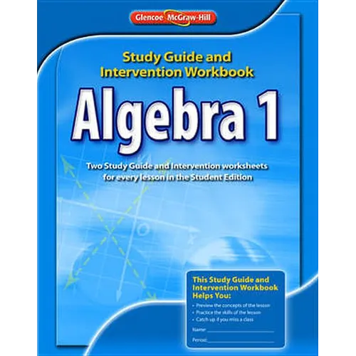 Algebra 1 Study Guide and Intervention Workbook - Paperback