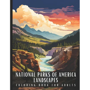 National Parks of America Landscapes Coloring Book for Adults: Large Print Adult Coloring Book with American National Parks Sceneries, Perfect for Str - Paperback