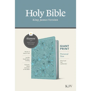 KJV Personal Size Giant Print Bible, Filament Enabled (Leatherlike, Floral Leaf Teal, Red Letter) - Imitation Leather