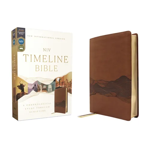 Niv, Timeline Bible, Leathersoft, Brown, Red Letter, Comfort Print: A Chronological Study Through Scripture - Imitation Leather