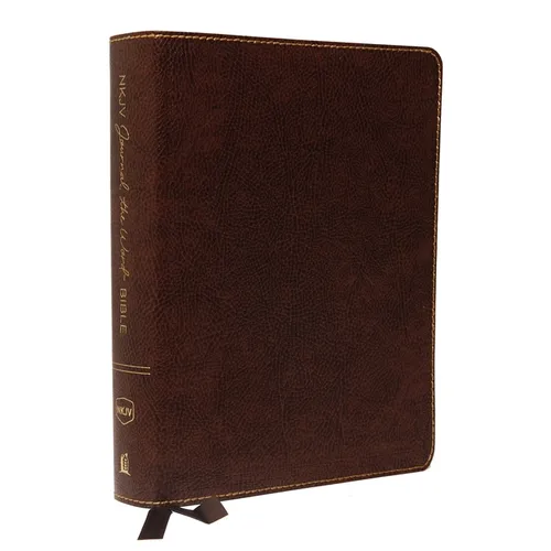 NKJV, Journal the Word Bible, Bonded Leather, Brown, Red Letter Edition, Comfort Print: Reflect, Journal, or Create Art Next to Your Favorite Verses - Bonded Leather