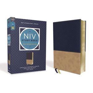 NIV Study Bible, Fully Revised Edition, Leathersoft, Navy/Tan, Red Letter, Comfort Print - Imitation Leather
