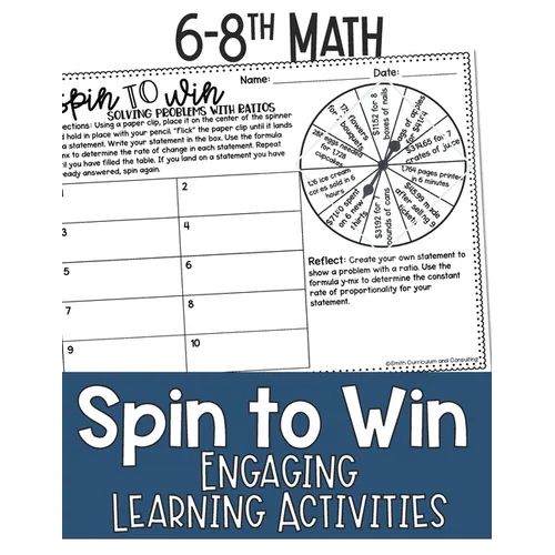 Math Games for Sixth, Seventh Grade, and Eighth Grade: Fun Math Practice & Activities for Kids Ages 12-15: Spin to Win - Engaging Learning Activities - Paperback