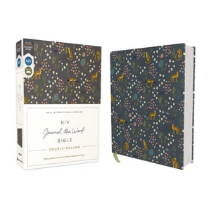 Niv, Journal the Word Bible (Perfect for Note-Taking), Double-Column, Cloth Over Board, Navy Floral, Red Letter, Comfort Print: Reflect, Take Notes, o - Hardcover
