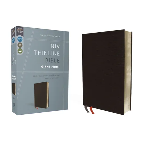 NIV, Thinline Bible, Giant Print, Bonded Leather, Black, Red Letter Edition - Bonded Leather