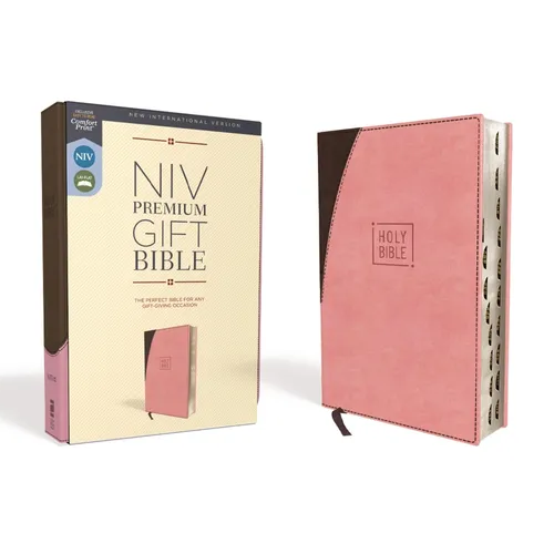 Niv, Premium Gift Bible, Leathersoft, Pink/Brown, Red Letter Edition, Indexed, Comfort Print - Imitation Leather