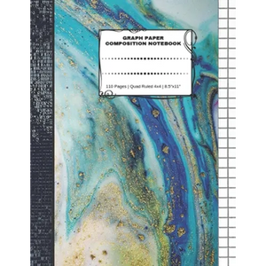 Graph Paper Composition Notebook: 110 Pages - Quad Ruled 4x4 - 8.5" x 11" Marble Large Notebook with Grid Paper - Math Notebook For Students - Paperback