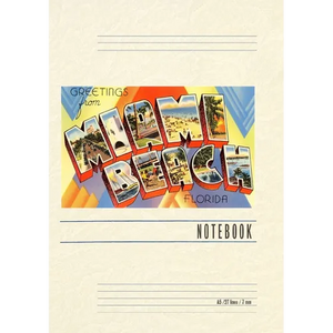Vintage Lined Notebook Greetings from Miami Beach - Paperback