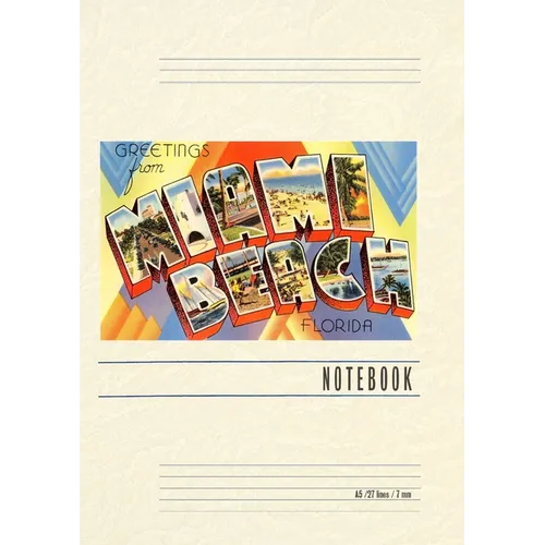Vintage Lined Notebook Greetings from Miami Beach - Paperback
