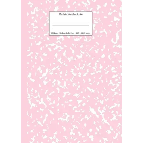 Marble Notebook A4: Pastel Pink College Ruled Journal - Paperback
