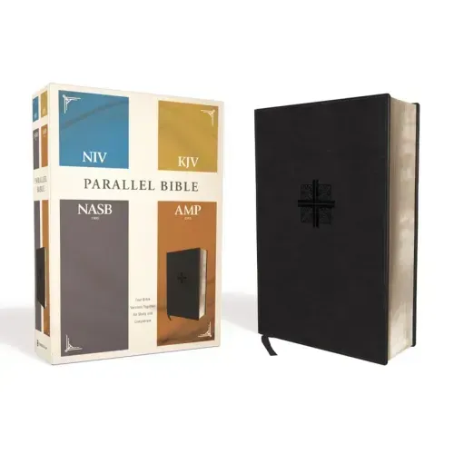 Niv, Kjv, Nasb, Amplified, Parallel Bible, Leathersoft, Black: Four Bible Versions Together for Study and Comparison - Imitation Leather