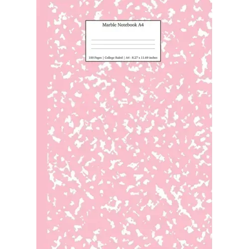 Marble Notebook A4: Pink Marble College Ruled Journal - Paperback