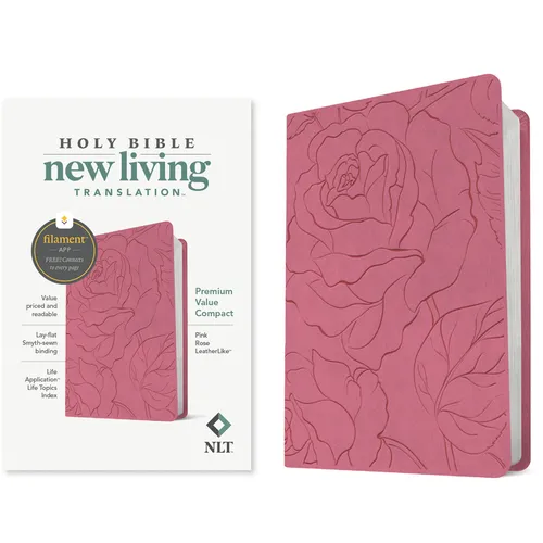 NLT Premium Value Compact Bible, Filament Enabled (Leatherlike, Pink Rose) - Imitation Leather