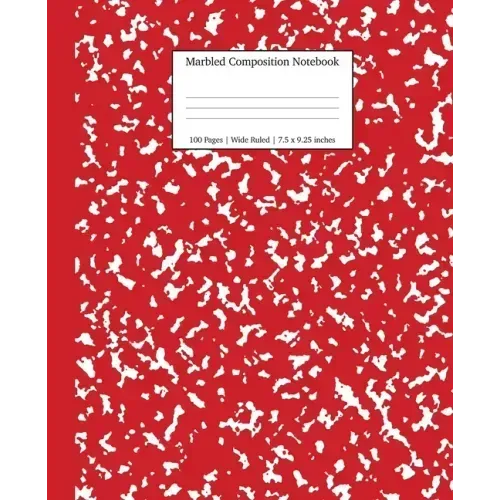 Marbled Composition Notebook: Red Marble Wide Ruled Paper Subject Book - Paperback