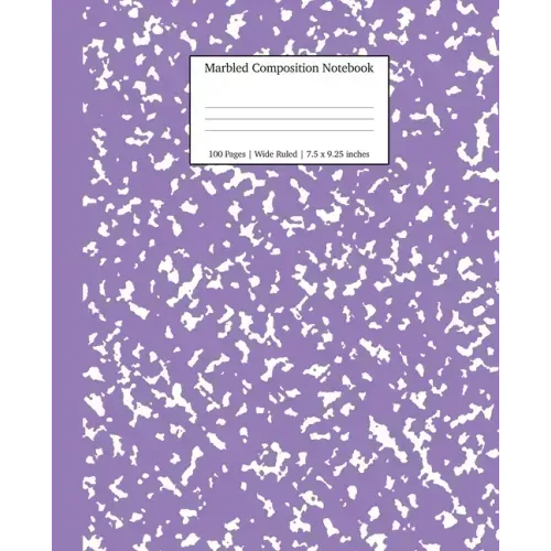 Marbled Composition Notebook: Lavender Marble Wide Ruled Paper Subject Book - Paperback