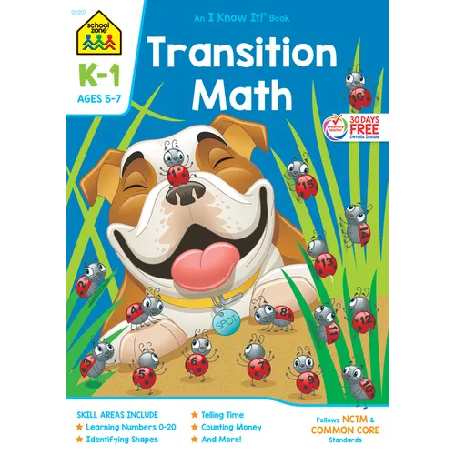 School Zone Transition Math Grades K-1 Workbook - Paperback