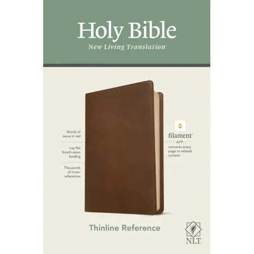 NLT Thinline Reference Bible, Filament Enabled Edition (Red Letter, Leatherlike, Rustic Brown) - Imitation Leather