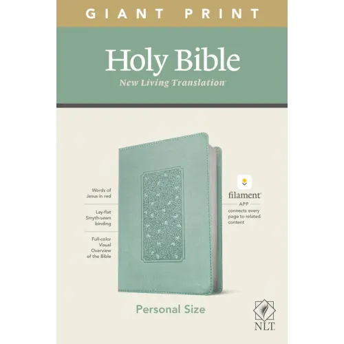 NLT Personal Size Giant Print Bible, Filament Enabled Edition (Red Letter, Leatherlike, Floral Frame Teal)