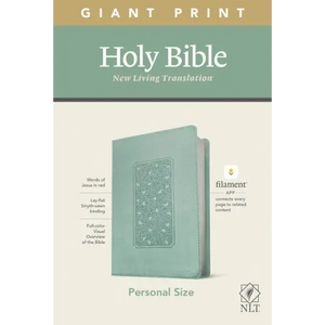 NLT Personal Size Giant Print Bible, Filament Enabled Edition (Red Letter, Leatherlike, Floral Frame Teal) - Imitation Leather