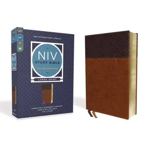 NIV Study Bible, Fully Revised Edition, Large Print, Leathersoft, Brown, Red Letter, Comfort Print