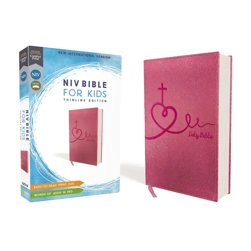 Niv, Bible for Kids, Leathersoft, Pink, Red Letter, Comfort Print: Thinline Edition (Easy-To-Read, Easy-To-Carry) - Leather