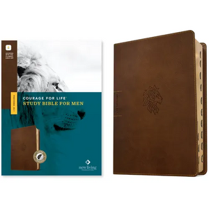 NLT Courage for Life Study Bible for Men, Filament Enabled (Leatherlike, Rustic Brown Lion, Indexed) - Imitation Leather